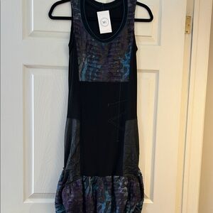 Frank Lyman Design Black Dress with Purple and Teal Accents